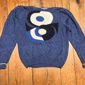 Malina Wong Blue Abstract Pattern Sweater